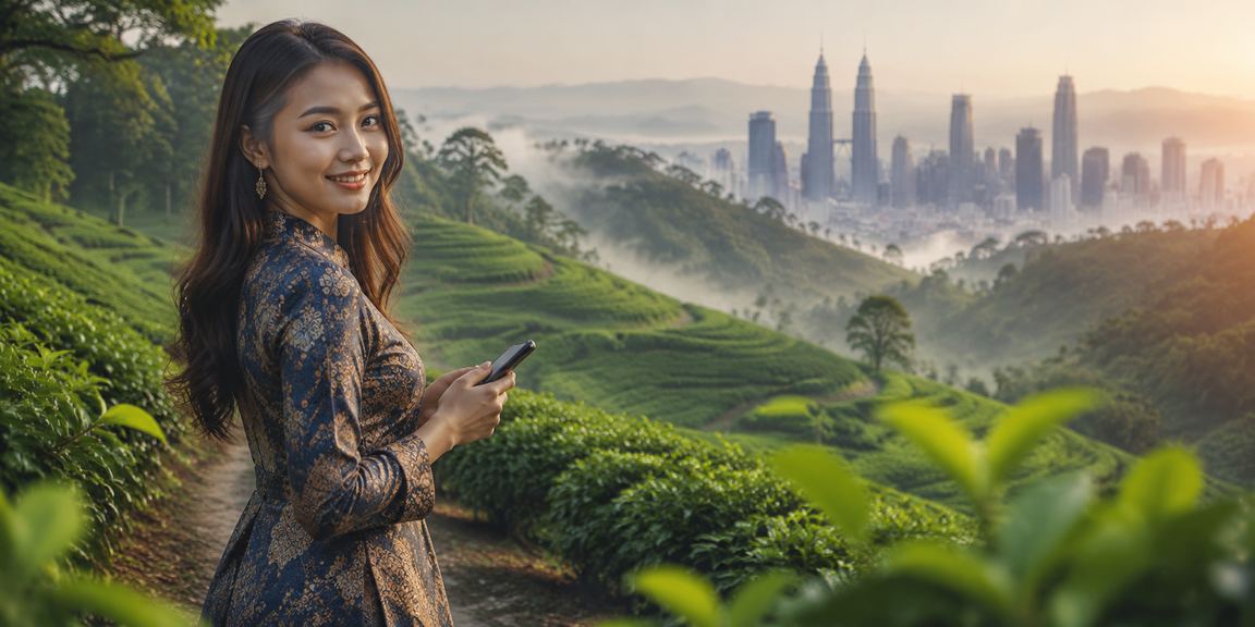 Pengguna Malaysia menggunakan aplikasi kasino bt50 dengan motif batik yang menggambarkan pengalaman tempatan